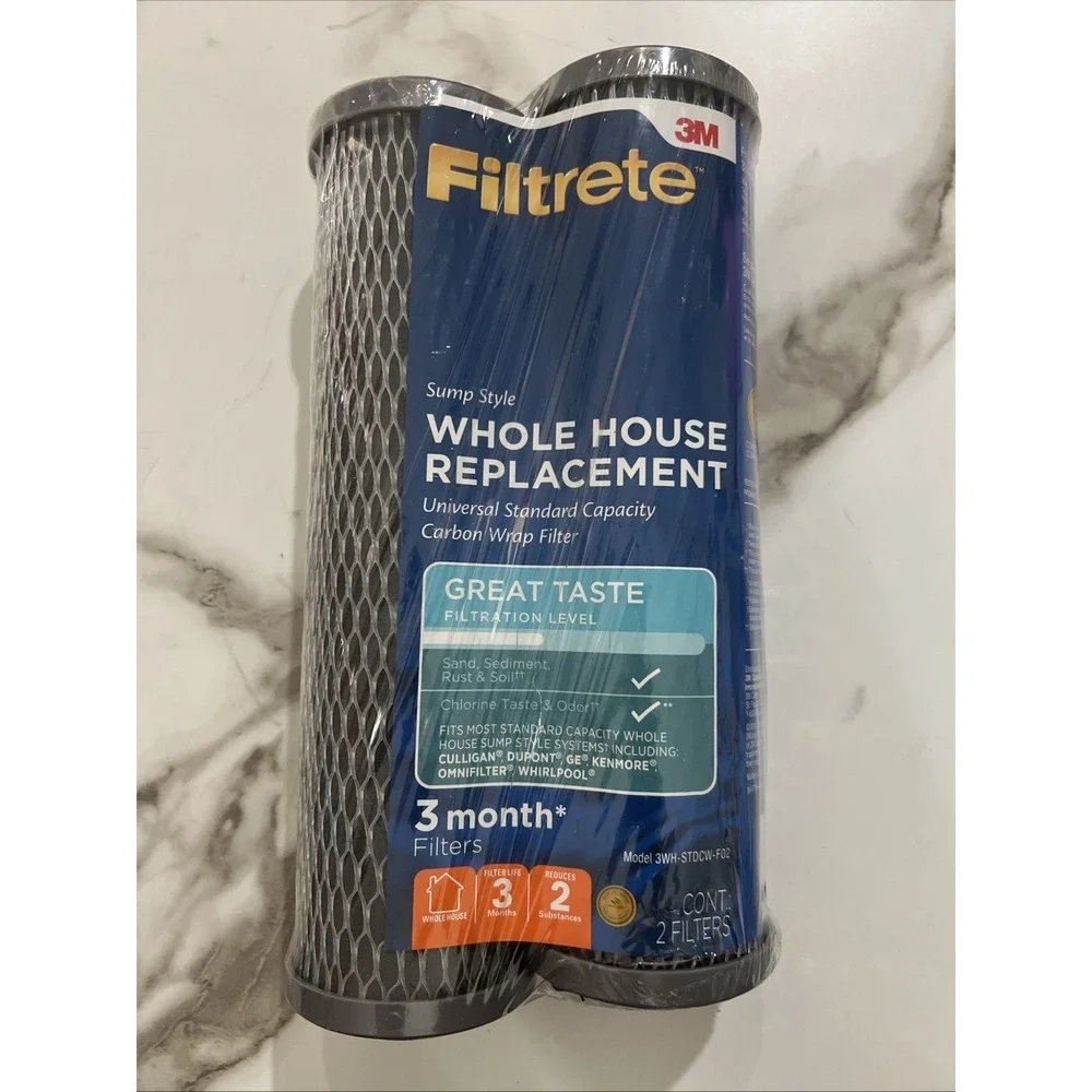 3M Filtrete Whole House Replacement Water Filter 2 Pack Carbon Wrap